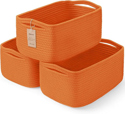 3-Pack Storage Baskets for Organizing | Woven Shelf Toy Basket | Rope Baskets by MaxuniTechLife