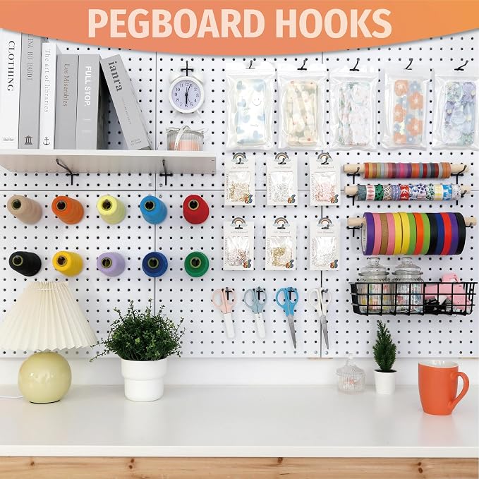 HUHOLE Pegboard Hooks 2 Inch 50PC, Fit 1/4" or 1/8" Pegboard, Ideal Peg Board - Image 7