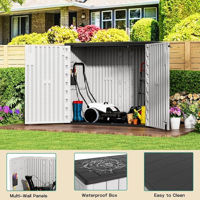KINYING Outdoor Horizontal Storage Sheds, 37 Cu.ft Outdoor Storage Cabinet - Image 3