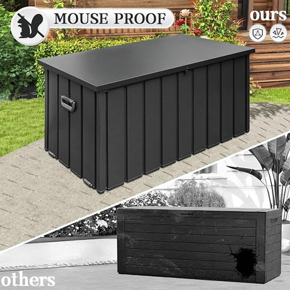 Domi 120 Gallon Deck Box, Metal Outdoor Storage Box - Image 3