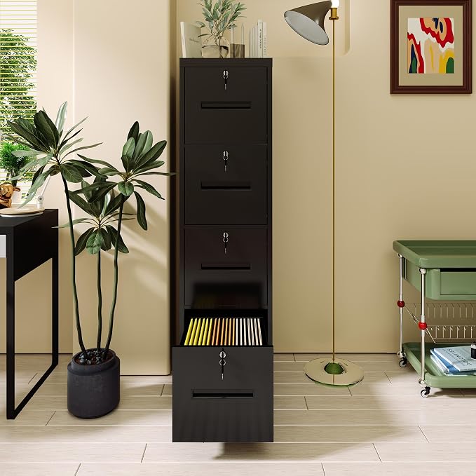 4 Drawer File Cabinet with 4 Lock, Metal Filing Cabinet, Heavy Duty Vertical - Image 2