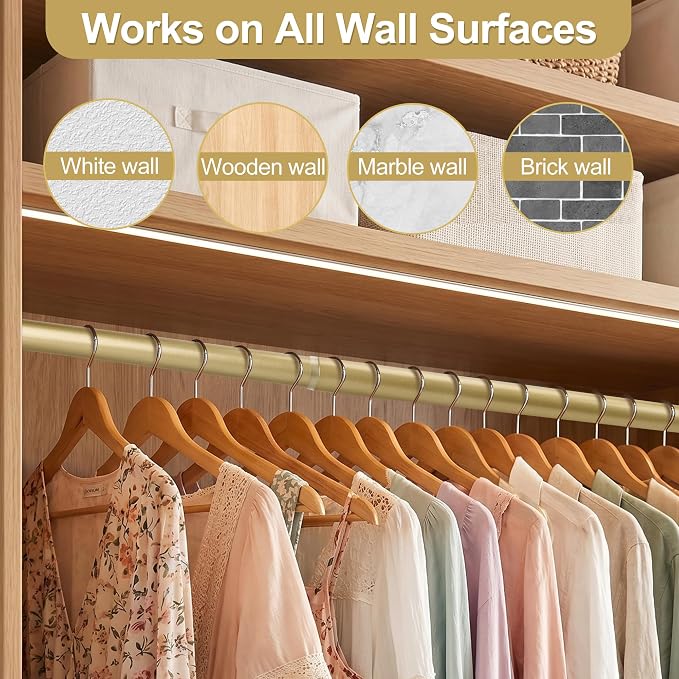 Adjustable Closet Rod for Hanging Clothes, 17-54inch Heavy Duty Metal tension - Image 8