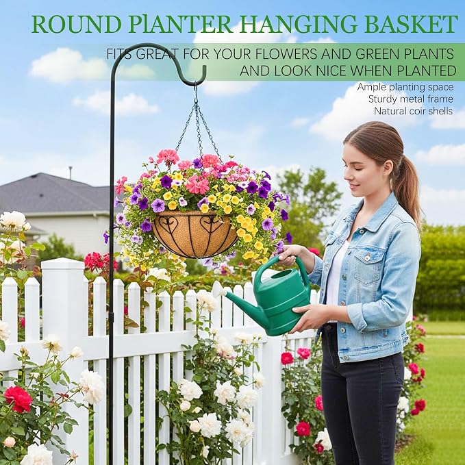 Hanging Planters for Outdoor Plants 4 Pack 12 inch Metal Hanging Flower Basket - Image 2