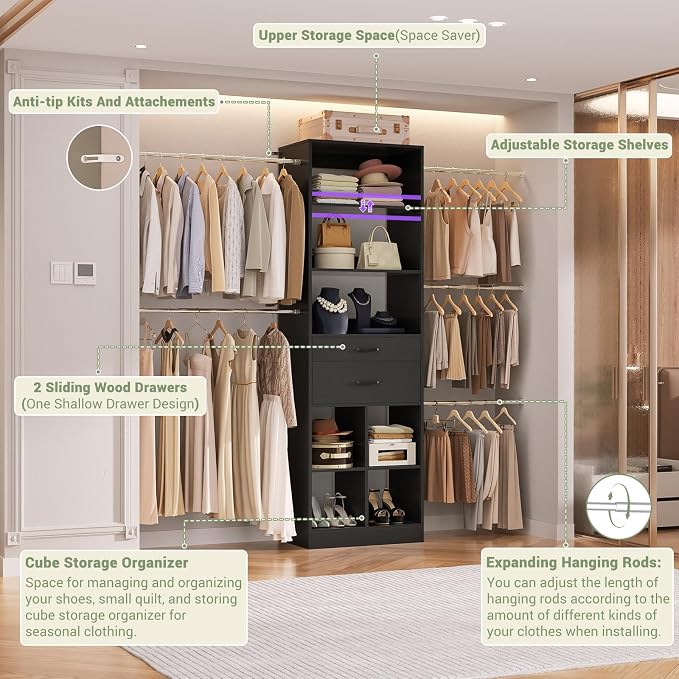 Besiost Closet System, 4-8 FT Closet Organizer Systems - Image 2