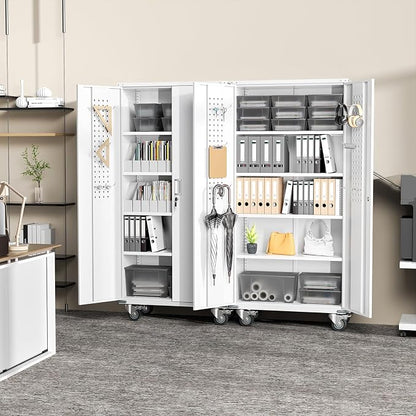 Greenvelly White Metal Storage Cabinet - Image 8
