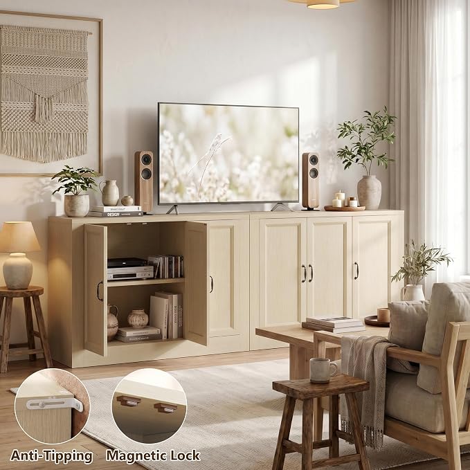 118" W Modern Buffet Cabinet, Modular Sideboard Cabinet - Image 8