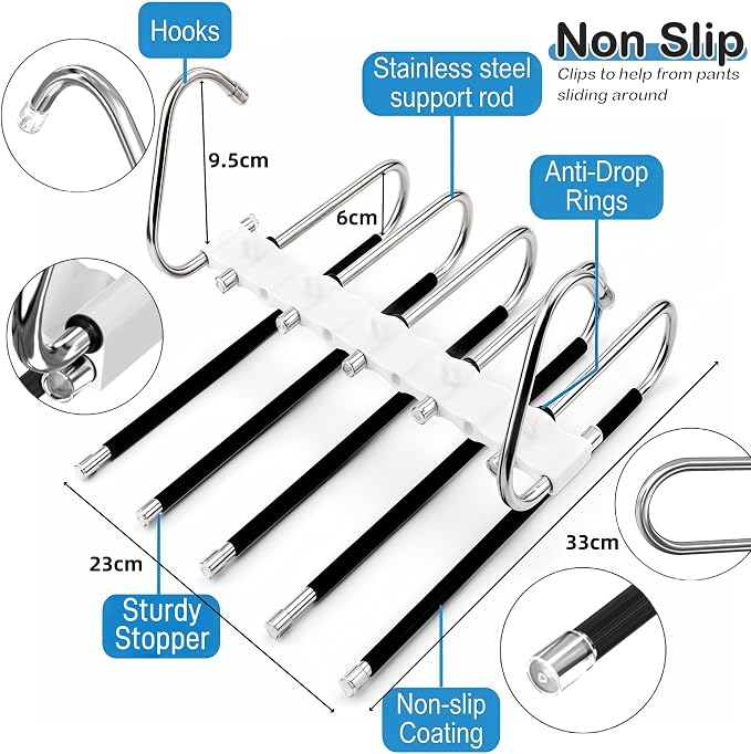 Upgrade Pant Hangers Space Saving, Non Slip Stainless Steel Multifunctional - Image 3