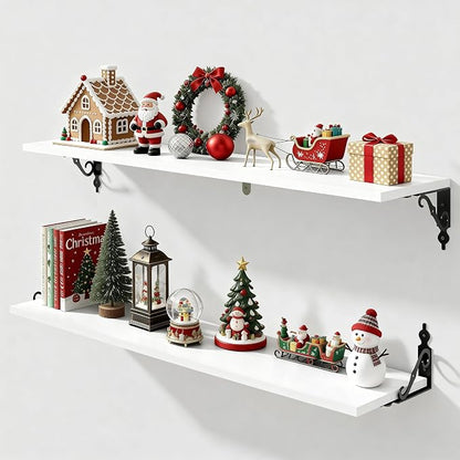 Fun Memories 40 Inch Floating Shelves Wall Mounted, 8 Inch Deep Wall Shelves by FunMemories