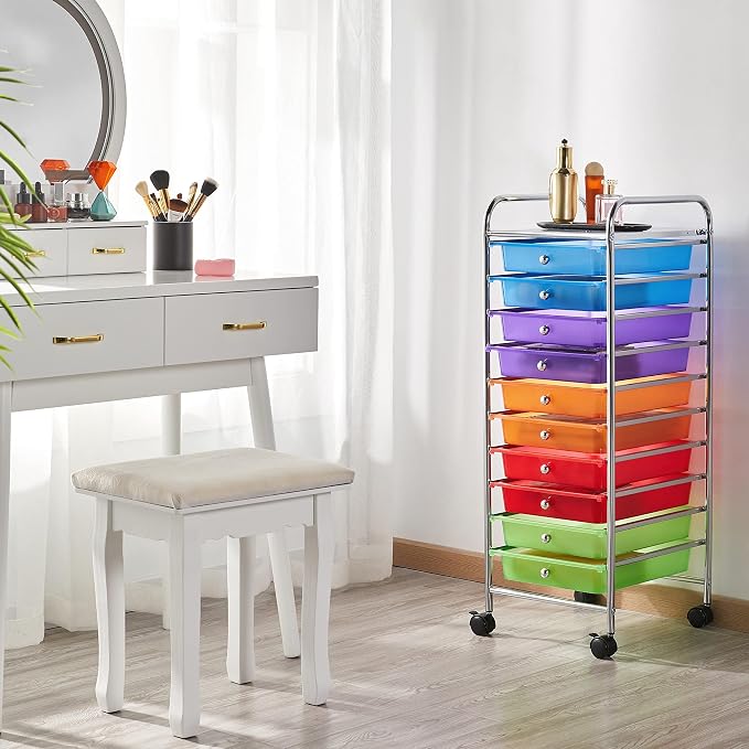 Yaheetech 10 Drawer Cart Rolling Plastic Storage Cart and Organizer - Image 2