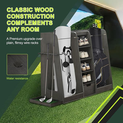 Golf Bag Organizer Storage Rack Large Wooden - Image 4
