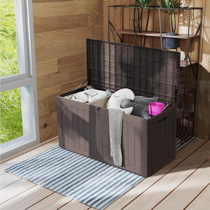 100 Gallon Resin Deck Box, Waterproof Outdoor Storage Box - Image 2