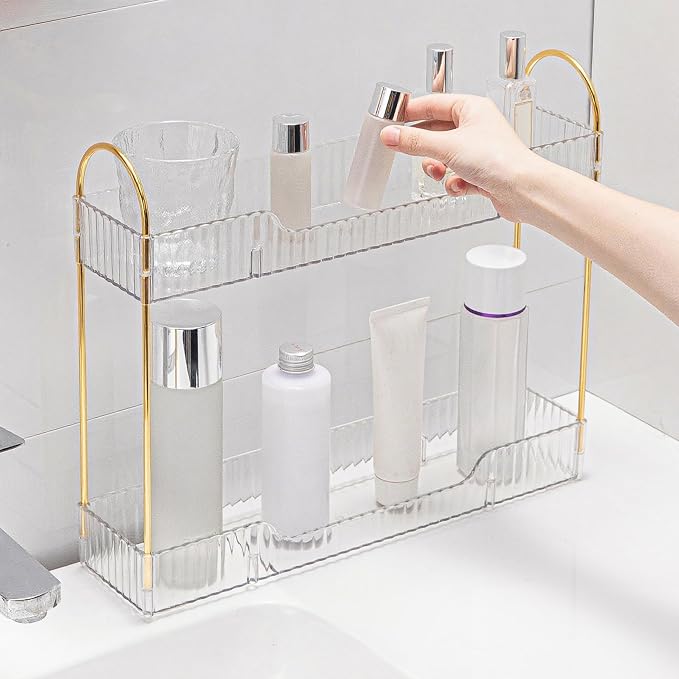 YCIA&DONE 2 Tiers Narrow Vanity Makeup Organizer, Bathroom Organizer Countertop - Image 5
