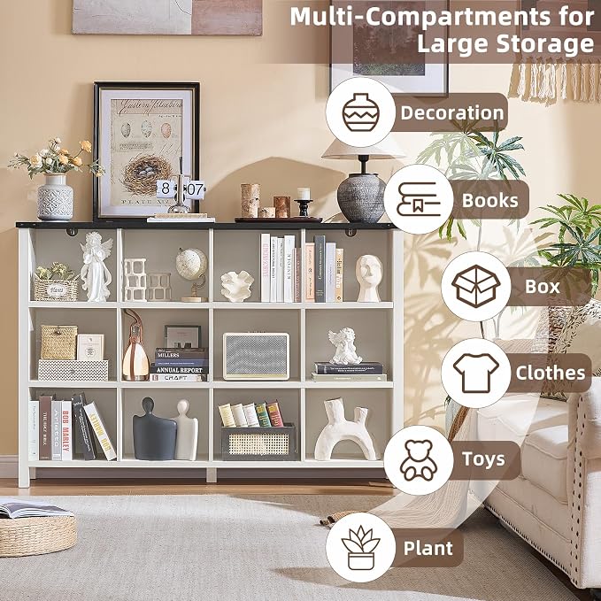 Joaxswe 12 Cube Storage Organizer, Farmhouse 62 Inch Warm White Display - Image 4
