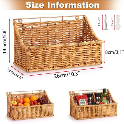 OwnMy 2PCS Plastic Wicker Hanging Basket Wall Mount Fruit Storage Baskets | - Image 3