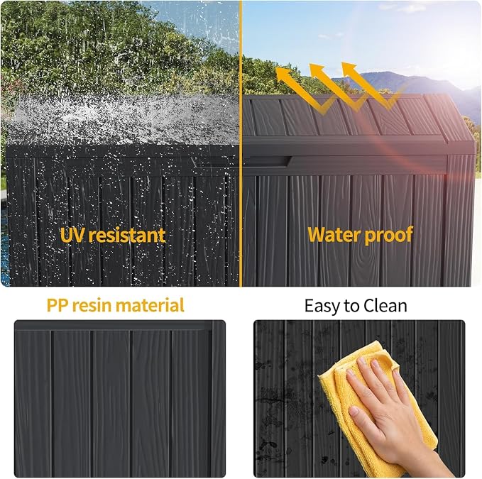 180 Gallon Resin Deck Box, Waterproof Outdoor Storage Box - Image 8