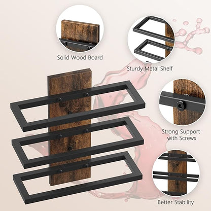 Hoctieon 3 Tier Wall Mount Wine Rack Set, Wall Mounted Wine Bottle Rack - Image 6