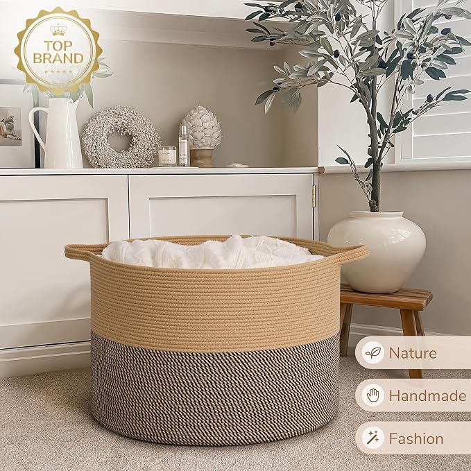 INDRESSME 115L Extra Large Blanket Basket, Woven Baskets - Image 7