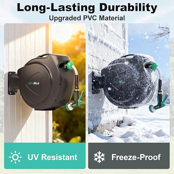 Retractable Garden Hose Reel, 100Ft x 1/2" Durable Wall Mounted Water Hose Reel - Image 3