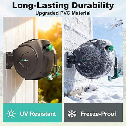 Retractable Garden Hose Reel, 100Ft x 1/2" Durable Wall Mounted Water Hose Reel - Image 3
