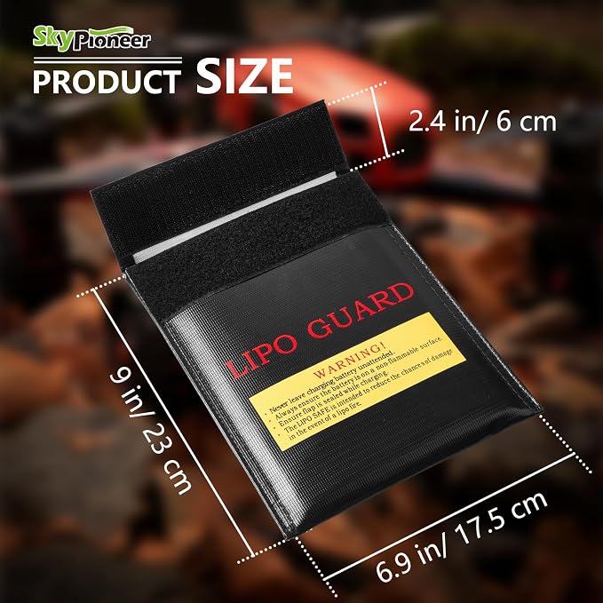 2 Pack Lipo Safe Bags, Fire Retardant Lipo Battery Bag, 6.9''x9'' Black - Image 2