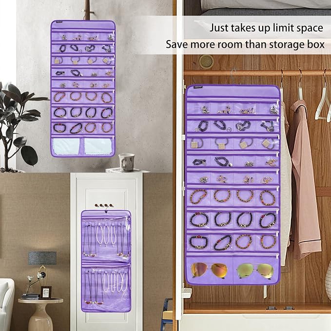 Dual-sided Hanging Jewelry Organizer Necklace Holder Jewelries Storage - Image 4