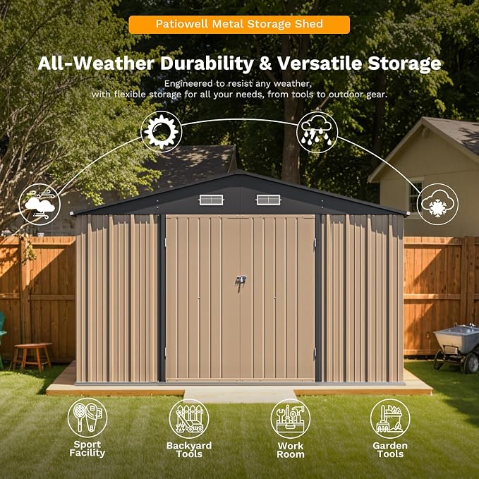 Patiowell 10 x 12 FT Metal Storage Shed - Image 5