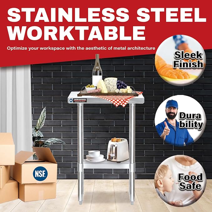 DuraSteel 24x12 Small Stainless Steel Table - Image 2