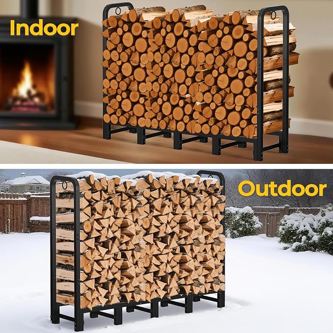 Amagabeli 5ft Firewood Log Rack Outdoor Heavy Duty Logs Holder - Image 7