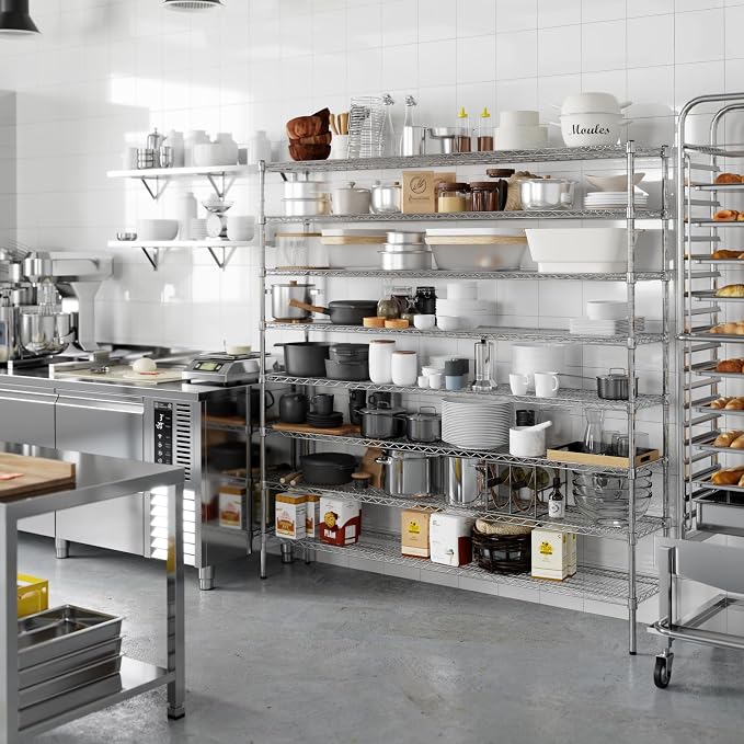 14" Deep x 72" Wide x 74" Height Wire Shelving Kit | 8-Tier | NSF Commercial - Image 4