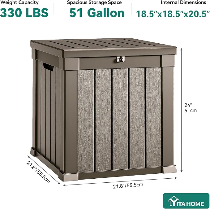 YITAHOME Deck Box, 51 Gallon Weatherproof Outdoor Storage Container - Image 7