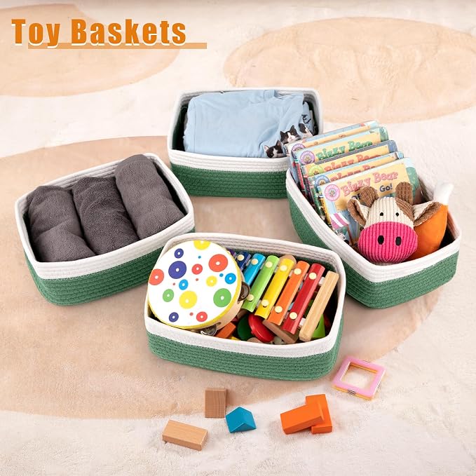 OIAHOMY 4 Pack Storage Baskets for Organizing, Small Bins for Shelves, Cute - Image 4