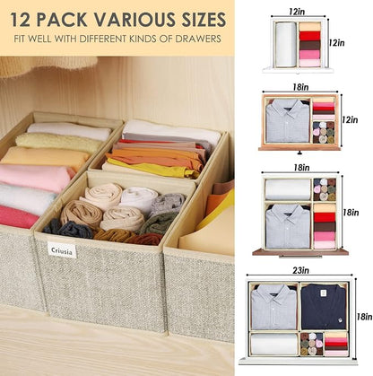 12 Pack Drawer Organizers for Clothing, Foldable Clothes Storage Box Closet - Image 3