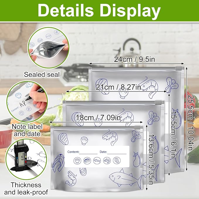 30pcs Reusable Aluminum Foil Sealable Storage Bags, 2026 New Thicken Stand Up - Image 2