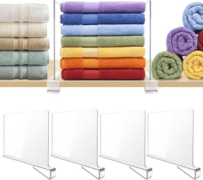 BAUMFEUER 4 Pack Clear Acrylic Shelf Dividers by BAUMFEUER