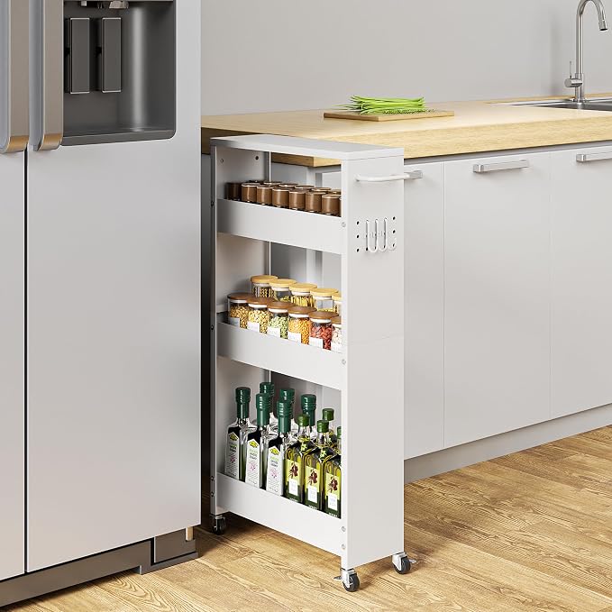 Slim Storage Cart, 4 Tier Rolling Kitchen Cart on Wheels - Image 2
