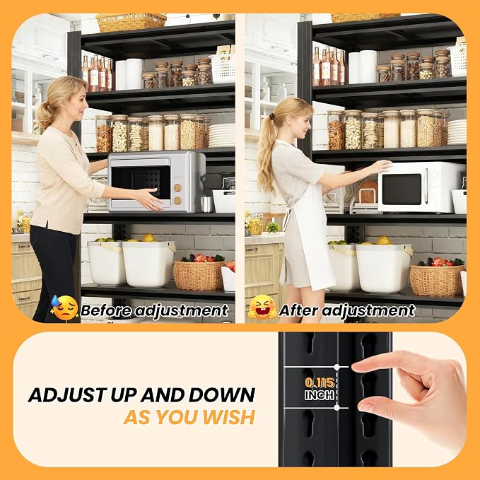 Heavy Duty Garage Shelving, Metal Storage Shelves, 5 Tier Adjustable Storage - Image 5