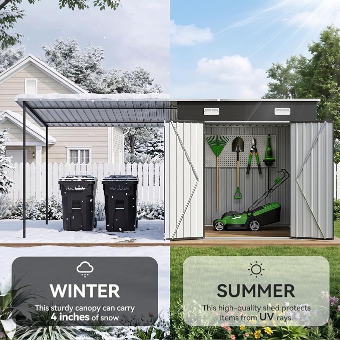Aoxun 7x6FT Outdoor Storage Shed & Hardtop Canopy Gazebo Combo | 13.3x5.6FT - Image 5