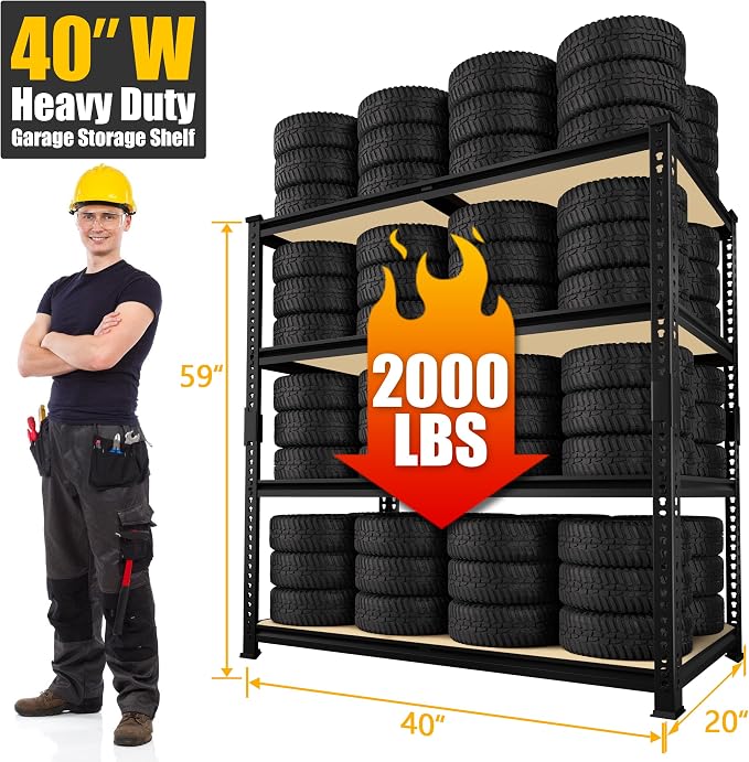 PrimeZone 40" W x 20" D x 59" H Heavy Duty Storage Shelves, 4 Tier Adjustable - Image 3
