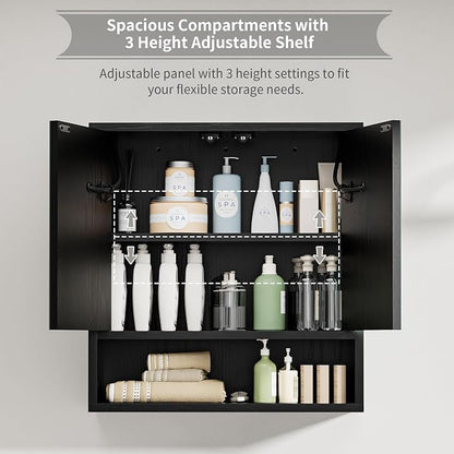 Bathroom Medicine Cabinet with Mirror, Lighted Wall Storage Cabinet, Living Room - Image 3