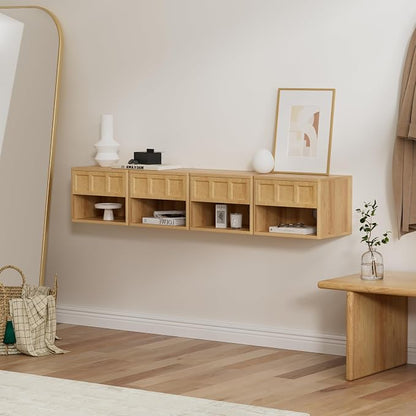 Farmhouse Floating nightstands Set of 2, Small Wall Mounted Storage Cabinet - Image 6