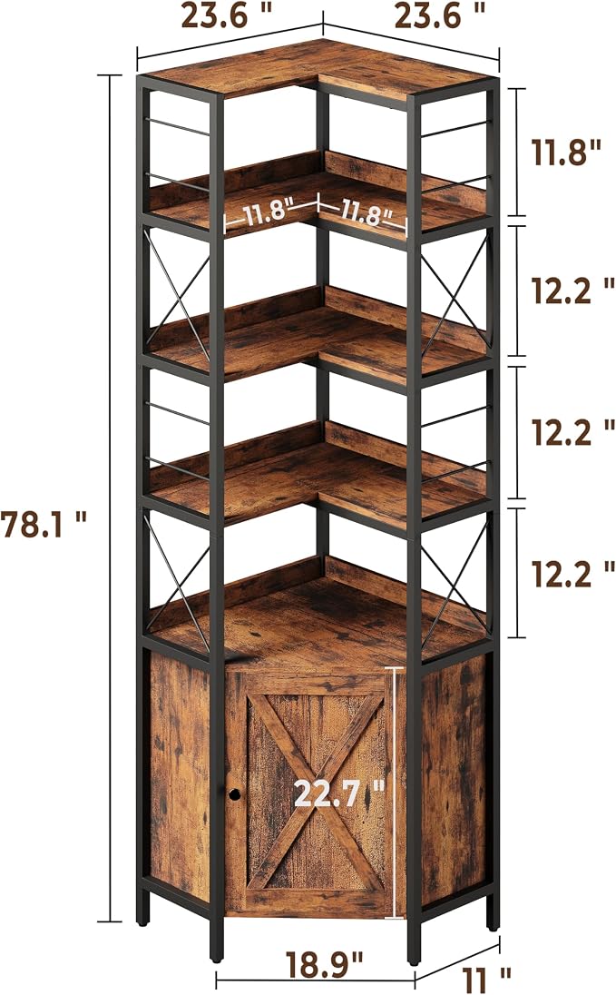 IRONCK Bookshelves 5 Tiers, Corner Bookshelf - Image 3