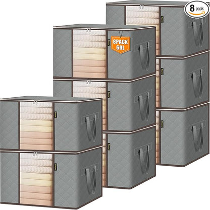 BALEINE 8 Pack Clothes Storage Bags, 16 Gallon Storage Containers by BALEINE