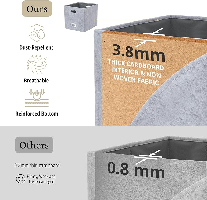 DECOMOMO Felt Storage Bins, 11 inch Cube Storage Bin - Image 6