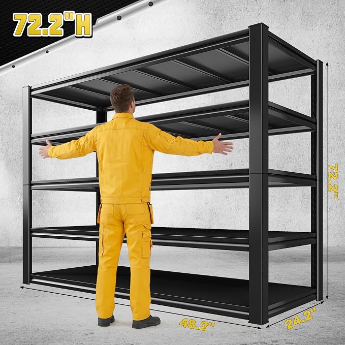 REIBII 48.2" W Garage Shelving, Metal Shelving 3000LBS, Storage Shelves - Image 2