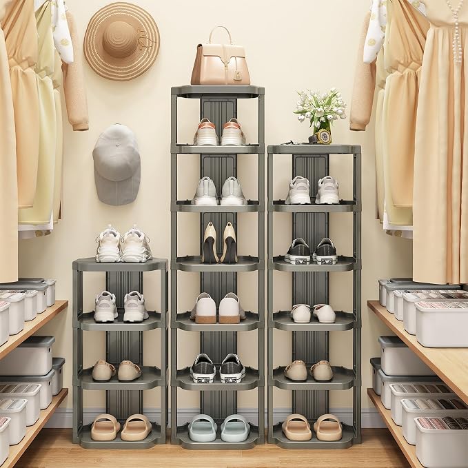 Kitstorack 5-Tier Vertical Plastic Shoe Rack, Freestanding Stackable Shoe - Image 2