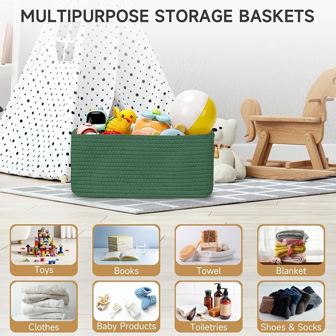 3-Pack Storage Baskets for Organizing | Woven Shelf Toy Basket | Rope Baskets - Image 6