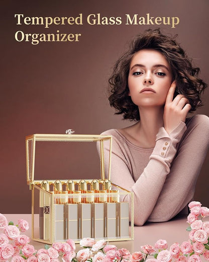 Lipstick Organizer, Luxury Tempered Glass Lipstick Holder & Nail Polish - Image 3