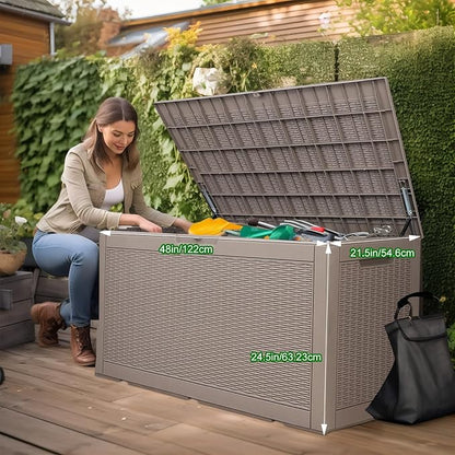 120 Gallon Outdoor Deck Box, Storage Lockable Waterproof Patio Furniture - Image 2
