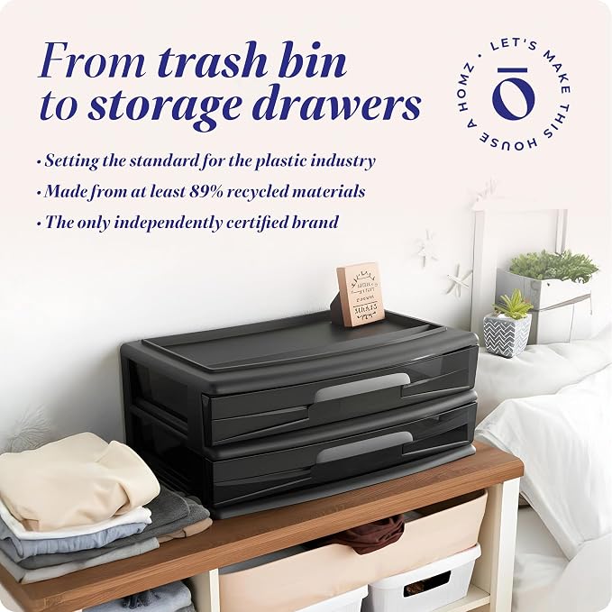 HOMZ 2-Pack 2-Drawer Storage Cart, Plastic Drawers - Image 7