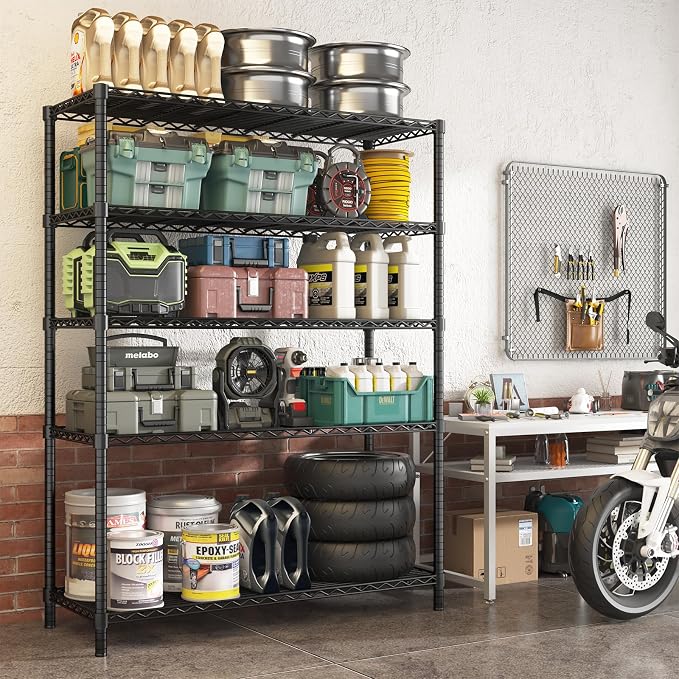 45" W x 20" D x 72" H Heavy Duty Wire Shelving Unit, 5-Tier Utility Storage - Image 7